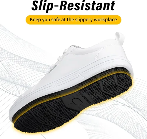 Miniatura 3 de LMQLZHYC Zapatos de trabajo antideslizantes para hombre, zapatos de servicio de alimentos, zapatos de chef, zapatos de enfermería