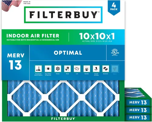 Miniatura 42 de Filterbuy Filtro de aire MERV 13 de 8 x 14 x 1 pulgadas, protección óptima contra el humo y la alergia (paquete de 4), filtros electrostáticos