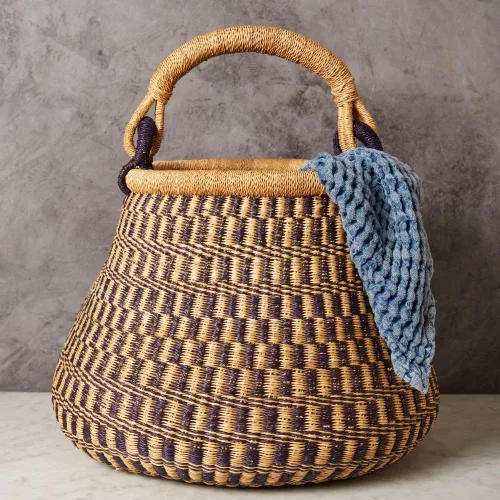 Miniatura 6 de Cesta africana tejida roja para almacenamiento, 16 pulgadas de ancho, 12 pulgadas de alto