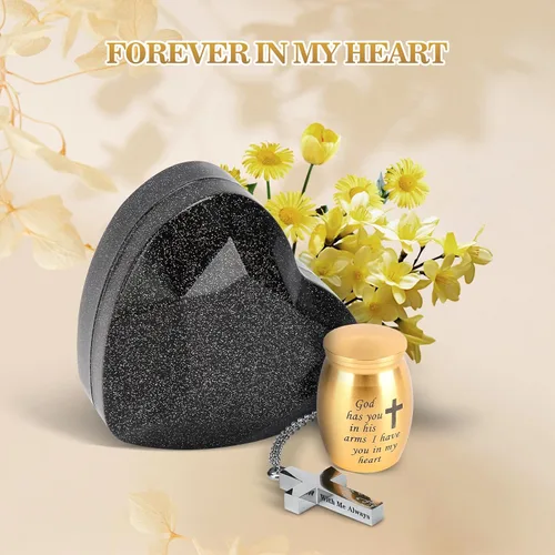 Miniatura 4 de Mini urnas para cenizas humanas recuerdo con caja de corazón, collar de urna y embudo, hermosos regalos conmemorativos pequeñas urnas de cremación