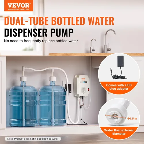 Miniatura 2 de VEVOR Sistema de bomba dispensador de agua embotellada, sistema de dispensación de 2 x 5 galones, dispensador eléctrico automático de agua, bomba