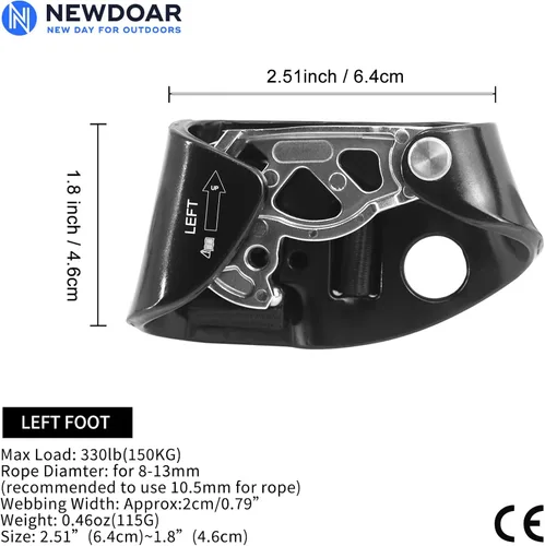 Miniatura 2 de NewDoar - Bloqueador de pie elevado para escalada en roca y montañismo, dispositivo de escalada Izquierda Negro