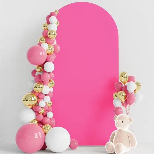 Miniatura 20 de Wokceer Funda para Arco de Boda de 6.6 Pies de Spandex Ajustada Cubiertas para Soporte de Arco de Boda Parte Superior Redonda Chiara Funda de Telón