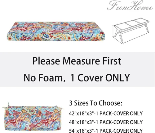 Miniatura 5 de FUNHOME Funda de cojín de banco para exteriores de 42 x 18 x 3 pulgadas, resistente al agua con cremallera y lazos, funda resistente a la Phoenix