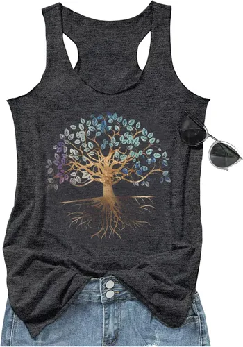 Camiseta sin mangas de espalda cruzada para mujer, con estampado de mandala vintage, corte suelto, cuello redondo, estilo informal de verano,