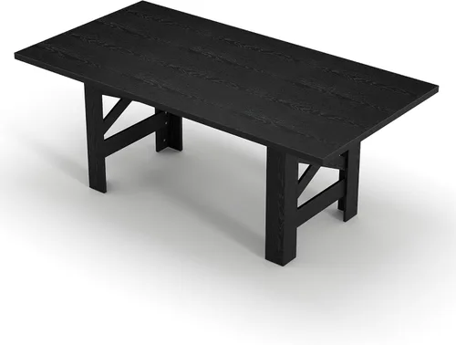 Miniatura 6 de Garvee Mesa de comedor de madera para 6 a 8 personas, mesa de cocina grande resistente, mesas de comedor rectangulares de 70.87 pulgadas de largo