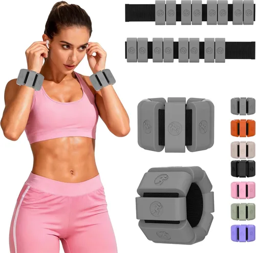 Miniatura 15 de Pesas de muñeca ajustables para mujeres y hombres, pesas de pierna para mujeres de 0.75lb-1lb-1.3lb cada una para caminar, yoga, danza, barre