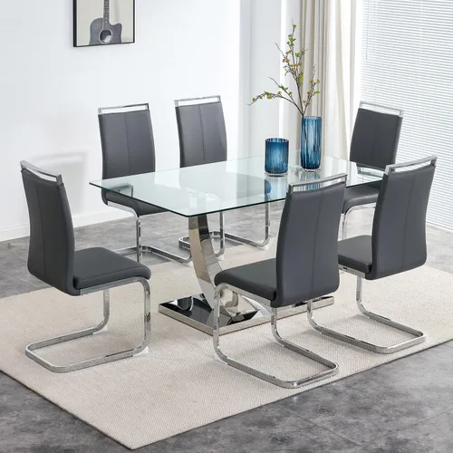 Miniatura 9 de Juego de mesa de comedor de 63 pulgadas para 4, juego de mesa de comedor dorado moderno para 4, juego de mesa de cocina de mármol sintético con negro