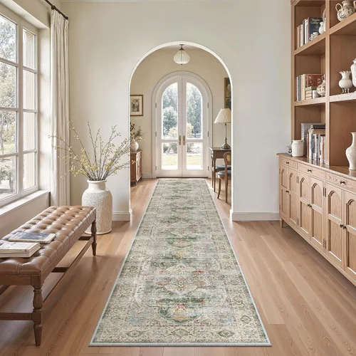 Miniatura 639 de Madane Tapete lavable de 2 x 10 pies para pasillo, cocina, recibidor, clásico, suave, antideslizante para interiores, casa de campo, baño, sala