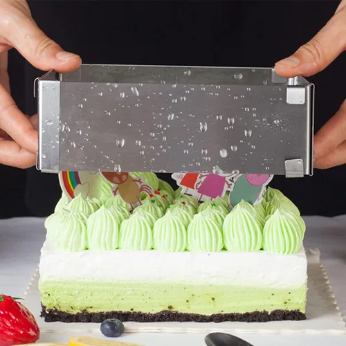 Miniatura 5 de Moldes de mousse ajustables de 6 a 12 pulgadas para tartas redondas y cuadradas, juego de anillos de acero inoxidable para tartas, 2 piezas