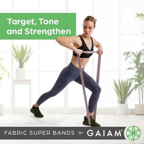 Miniatura 3 de Gaiam Bandas de resistencia de tela (paquete de 3), bandas de ejercicio de goma y poliéster para sentadillas, dominadas, terapia física