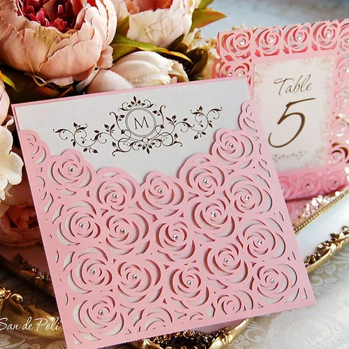 Miniatura 2 de 2 plantillas de metal troqueladas, invitación de boda, borde de rosa, plantillas cortadas para bricolaje, álbumes de recortes, álbum de fotos