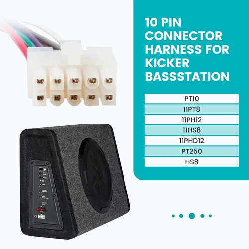 Miniatura 2 de NuIth Arnés de cableado estéreo de 10 pines para estación Kicker Bass, enchufe de arnés de cableado de radio compatible con Kicker PT10 11PT8 11PH12