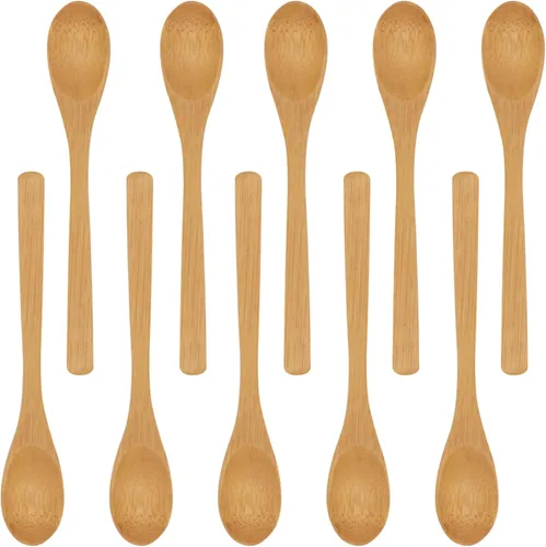 Miniatura 9 de BambooMN Cuchara de cena reutilizable de bambú sólido de 8 pulgadas, cubiertos de comedor, utensilios de cocina, 10 piezas