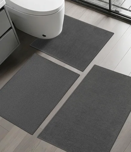 Miniatura 23 de YIHOUSE Juego de 2 tapetes de baño ultrafinos de secado rápido, tapete de baño absorbente para baño, antideslizante, lavable a máquina (beige)
