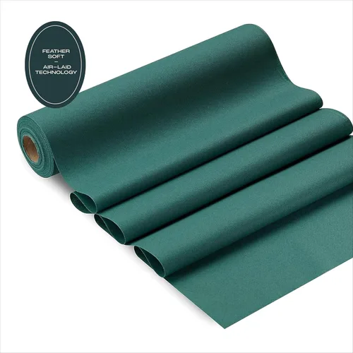 Miniatura 7 de Camino de mesa desechable para mesa de comedor, 16 x 48 pulgadas, paquete de 20 caminos de mesa de papel verde similar al lino para Navidad, fiesta