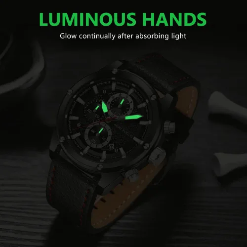 Miniatura 6 de MF MINI FOCUS Relojes de cuero para hombre, clásico, a la moda, casual, de lujo, impermeable, con calendario luminoso