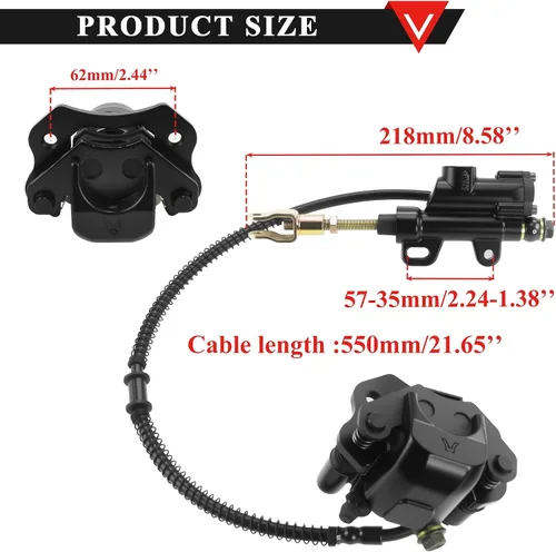 Miniatura 2 de PRO BAT - Conjunto de pinza de cilindro maestro de freno trasero para 50 cc 90 cc 110 cc 125 cc TaoTao ATV Quad chino de cuatro ruedas, negro