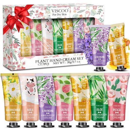 VISCOO Paquete de 7 regalos de crema de manos para mujeres, regalo de agradecimiento para profesores, regalos de graduación, mini loción hidratante