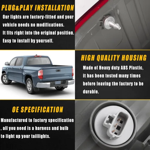 Miniatura 4 de Boine Luz trasera compatible con Toyota Tundra Pickup derecha del lado del pasajero 2014, 2015, 2016, 2017, 2018, 2019, 2020, 2021, carcasa de luz