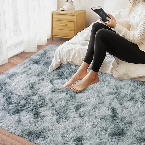 Miniatura 70 de Alfombras de área de 8x10 para sala de estar, alfombra shaggy grande ultra suave y esponjosa para dormitorio, alfombras de felpa mullida Blanco crema