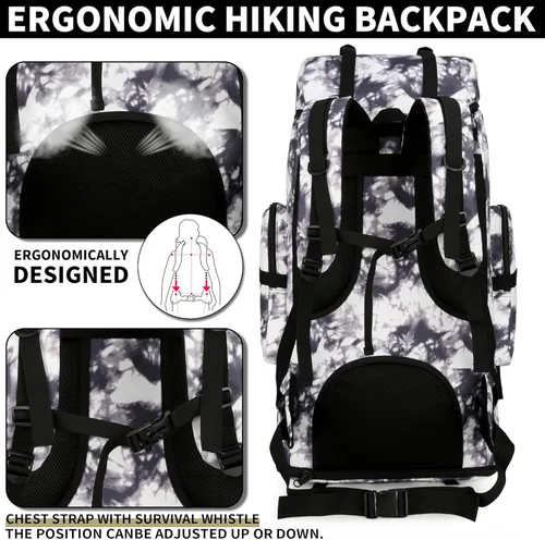 Miniatura 5 de Mochila de senderismo W WINTMING para hombres 70L/100L, mochila de campamento, mochila militar Molle, paquete de asalto de 3 días para escalada