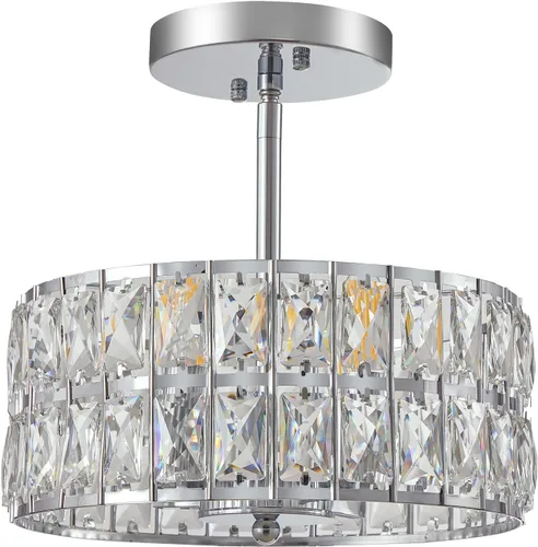 Miniatura 9 de SeeU Candelabro Moderno de Cristal Negro Montaje Empotrado Iluminación Colgante 12.6'' Lámpara de Techo para Baño Dormitorio Pasillo