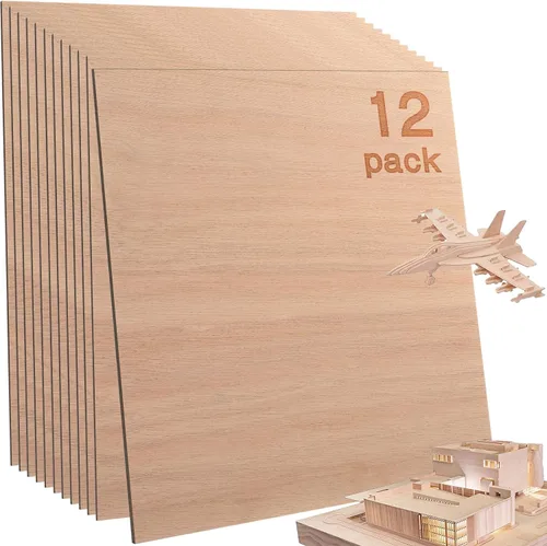 Miniatura 33 de 48 piezas de madera contrachapada de abedul báltico, 12 x 12 x 1/8 pulgadas, 0.118 pulgadas de grosor, madera sin terminar para manualidades, corte