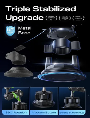 Miniatura 8 de MAGIC JOHN Soporte para teléfono de coche, soportes ultraduraderos de metal para tu coche, soporte para teléfono celular de rotación 360°