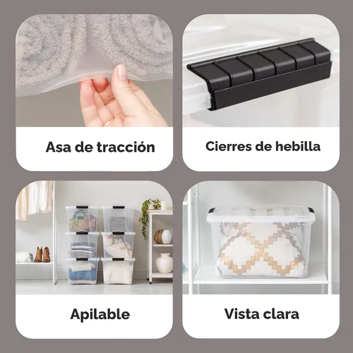 Miniatura 3 de IRIS USA - Contenedores de almacenamiento de plástico apilables de 40 cuartos de galón con tapas y hebillas de cierre, paquete de 4
