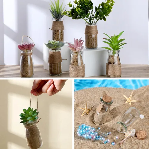 Miniatura 5 de Sieral 48 frascos pequeños de yogur de 3.4 onzas, botellas de vidrio pequeñas con tapas de corcho, mini botellas de poción de leche, tarros de pudín