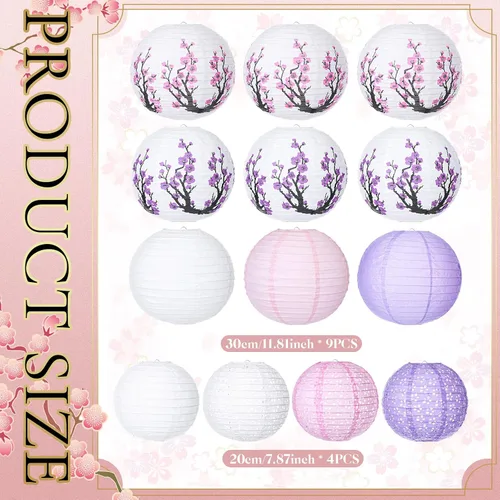 Miniatura 3 de 13 faroles de papel chinos japoneses con flor de cerezo rojo, farol colgante decorativo Hibachi, decoraciones de fiesta para Año Nuevo chino, hogar