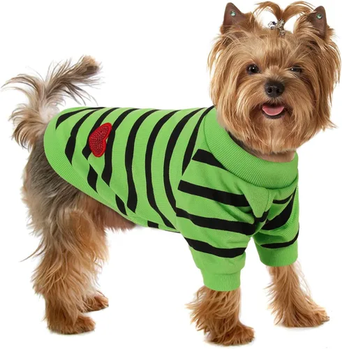 Miniatura 21 de Camiseta a rayas para perros y gatos, chaleco de algodón para primavera, verano, para mascotas, adecuada para mascotas pequeñas y medianas y Amarillo