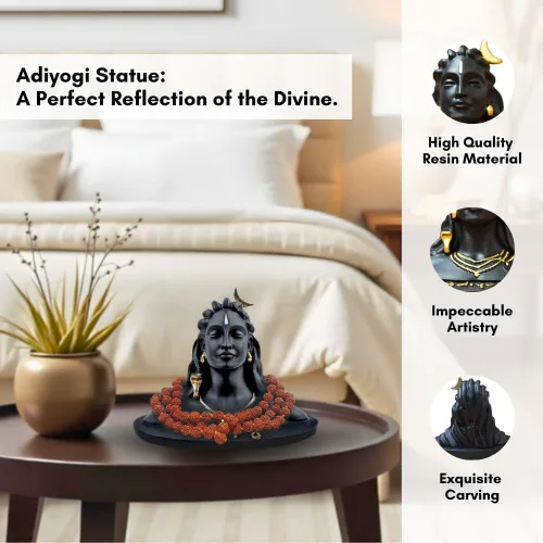 Miniatura 8 de HOME ARCHIVE Estatua de Lord Adiyogi con detalles dorados para tablero de instrumentos del automóvil, decoración de la oficina en el hogar, resina