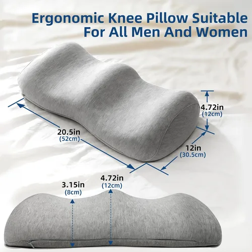 Miniatura 2 de Almohada de rodilla para dormir de espalda, cojín ergonómico de espuma viscoelástica, almohada de refuerzo para piernas, funda lavable, soporte