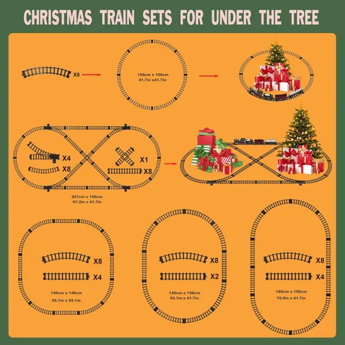 Miniatura 5 de Juego de tren para niños con control remoto, juguetes de tren con locomotora de vapor, tanque de combustible y pistas de lujo, trenes eléctricos