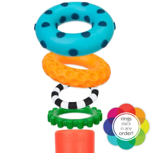 Miniatura 11 de Anillo de apilado de pilas de círculos de Sassy, juguete de aprendizaje STEM, a partir de 6 meses, multicolor, juego de 9 piezas
