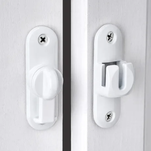 Miniatura 6 de INIRET Paquete de 2 cierres blancos para puerta de granero, cerradura de puerta de 90/180 grados, herrajes para puerta abatible, cierre de puerta