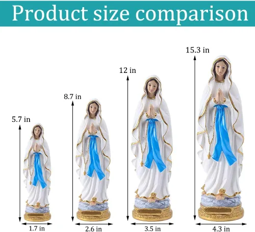 Miniatura 2 de QIANLING Estatua de la Virgen de Lourdes, figura católica de la Santísima Madre Bendita de 15.3 pulgadas, estatua religiosa de resina