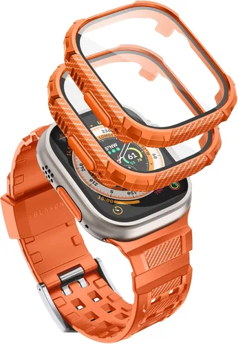 Miniatura 13 de i-Blason Correa deportiva de poliuretano termoplástico transpirable a prueba de golpes para Apple Watch 9, 8, 7 (1.772 in) con 2 fundas rígidas Negro