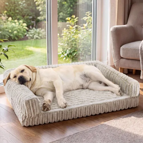 Miniatura 19 de Bedsure - Cama ortopédica para perros medianos, camas impermeables de espuma viscoelástica medianas con lados, sofá de espuma de nido de abeja