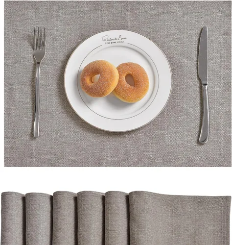 Miniatura 101 de Mantel para mesa rectangular de 55x71 pulgadas, de lino sintético, resistente a las arrugas e impermeable, color beige, para cocina, comedor