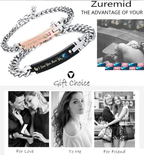 Miniatura 42 de Regalo para enamorado, para él y ella, pulseras grabadas personalizadas para parejas, para mujeres y hombres, juego a juego, regalo de aniversario
