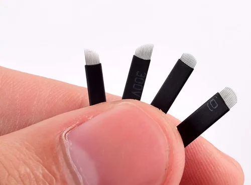Miniatura 6 de XIAOYU Agujas de tatuaje de cejas, 50 agujas desechables Microblading para cuchillas de maquillaje manuales de tatuaje de cejas, F14