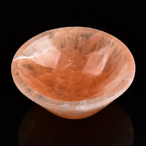 Miniatura 9 de JIC Gem Cuenco de selenita naranja de 4 pulgadas con forma de luna, cuenco de cristal de selenita marroquí para carga, curación, decoración del hogar