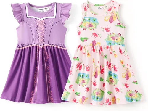 Miniatura 12 de Disney Frozen Elsa - Vestido de princesa Minnie Mouse Stitch para niña, paquete de 2 unidades, manga larga con volantes, conjunto de disfraz de 2 a