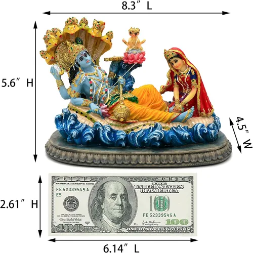 Miniatura 5 de alikiki Estatua hindú de Dios Señor Vishnu – 8.3 pulgadas de largo Mahavishnu figura divina deidad hindú para adoración espiritual, hogar, oficina