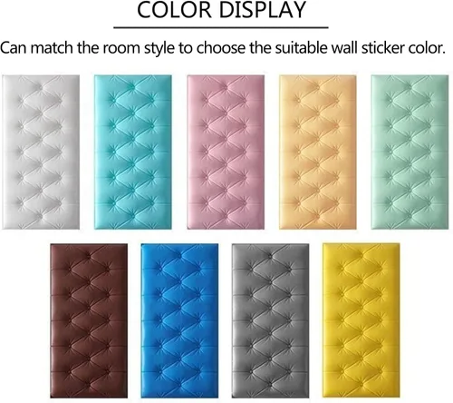 Miniatura 8 de Paneles de pared 3D para despegar y pegar, calcomanías de pared anticolisión impermeables para el hogar, tapete protector de pared suave para Azul