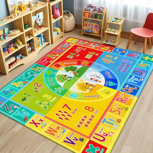 Miniatura 10 de 3x5 Pequeña Alfombra para Sala de Juegos y Aula de Niños - Alfombra Educativa del Alfabeto ABC con Animales, Números y Formas - Alfombra de Juguetes