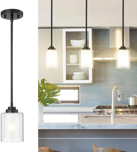 Miniatura 20 de TENGXIN Lámpara Colgante Moderna para Isla de Cocina, Accesorio de Lámpara de Techo Colgante de Oro Cepillado, Iluminación Colgante de Estilo Granja